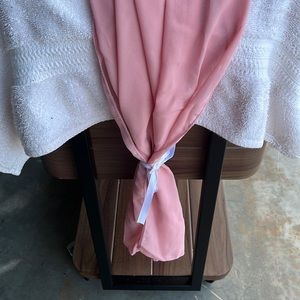 Pink chiffon table runners used once at a wedding. There are 15 total